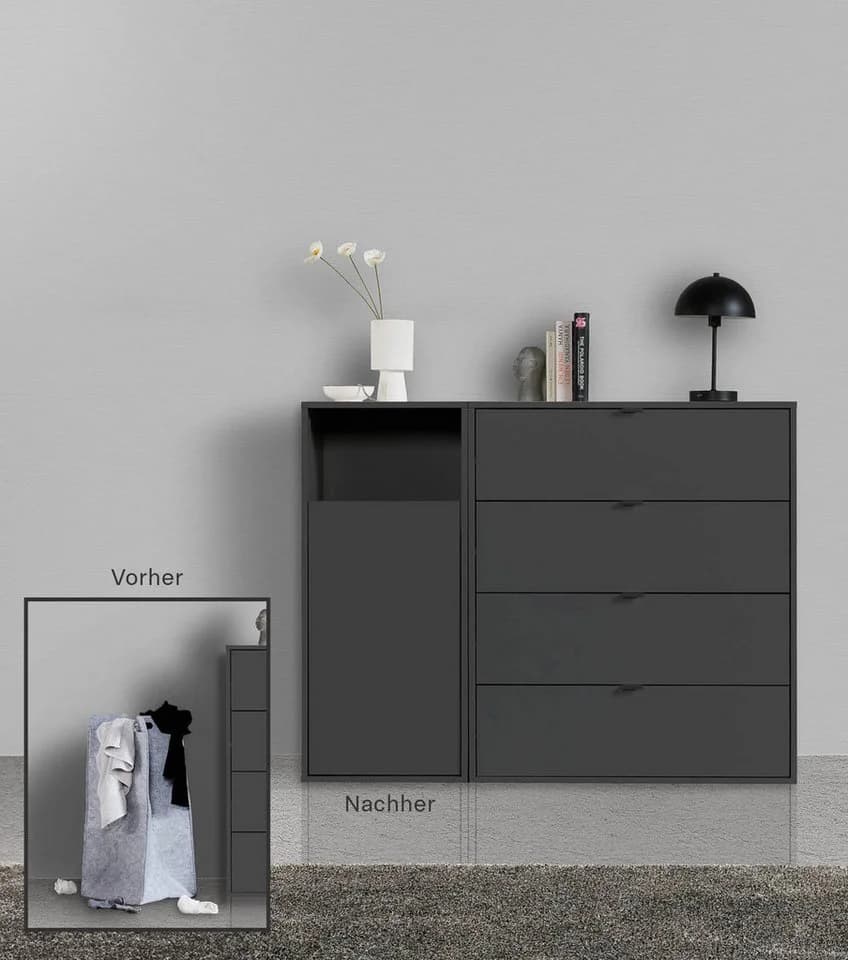 mokebo Wäscheschrank Der Wäschehüter 1-türig Schwarz - Bild 1