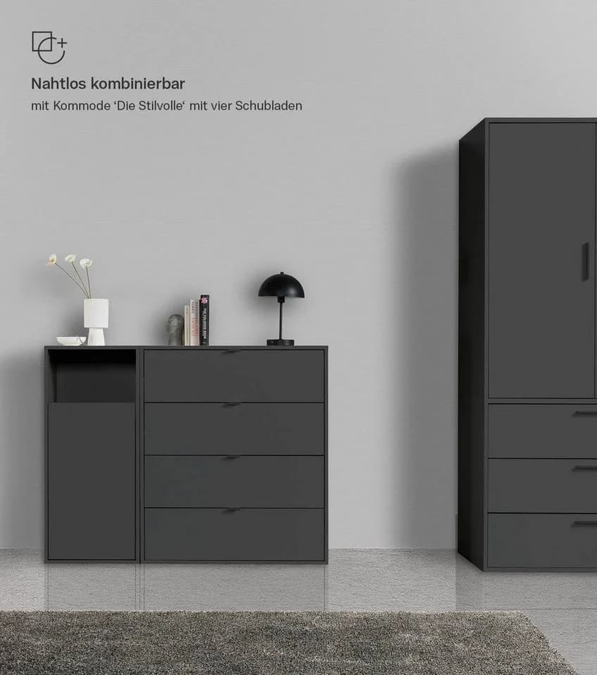 mokebo Wäscheschrank Der Wäschehüter 1-türig Schwarz - Bild 4