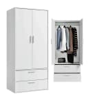 mokebo Kleiderschrank Weiß 2-türig mit Schubladen Bild 2