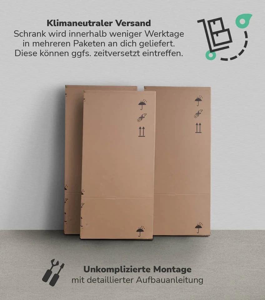 mokebo Kleiderschrank Weiß 2-türig mit Schubladen - Bild 5