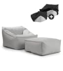 mokebo Sunnyboy Sitzsack Outdoor Grau mit Hocker Bild 2