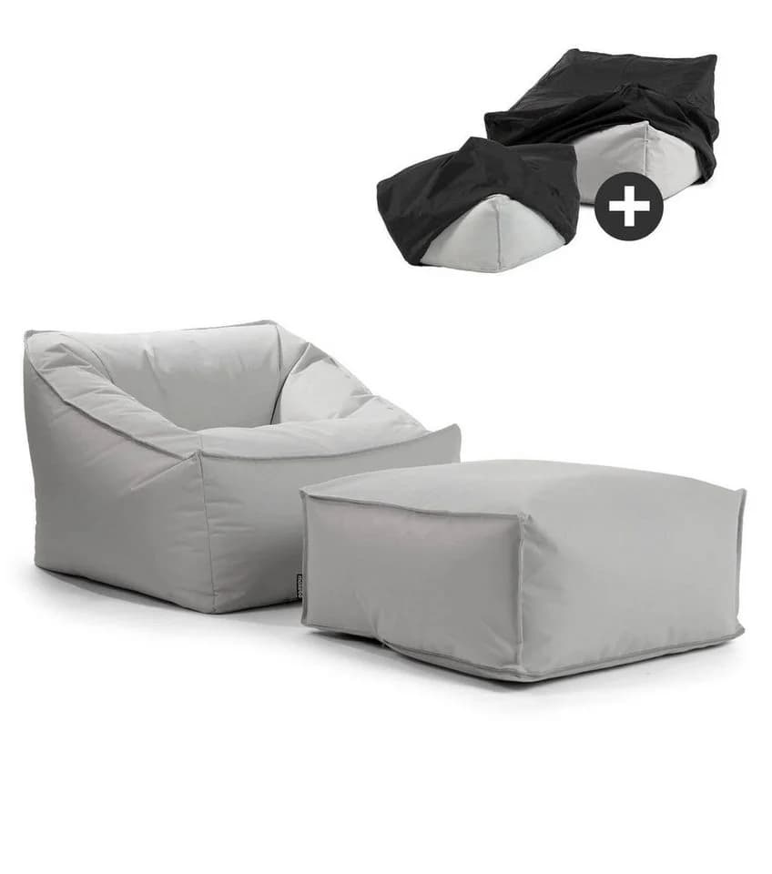 mokebo Sunnyboy Sitzsack Outdoor Grau mit Hocker - Bild 2