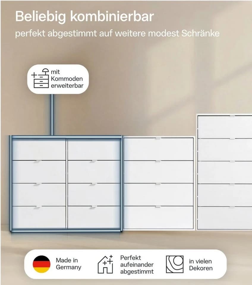 mokebo Sideboard Weiß Made in Germany Schubladenkommode - Bild 3