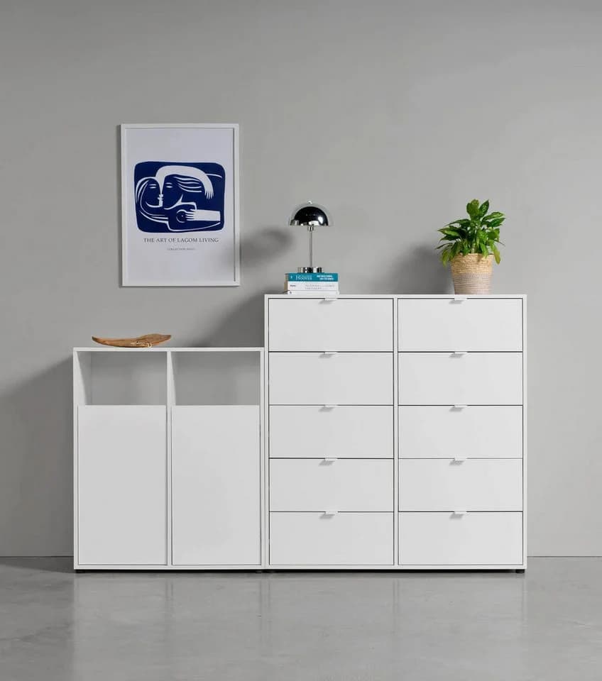 mokebo Sideboard Weiß Schubladenkommode mit Kippschutz - Bild 5