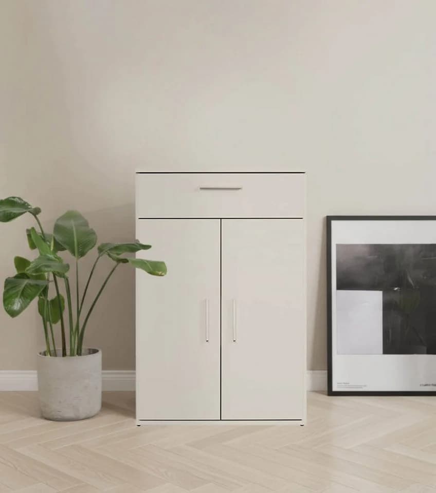 mokebo Mehrzweckschrank Der Praktische 60x90 cm mit Schublade Büroschrank Aktenschrank Flurschrank Apothekerschrank in Beige Grau - Bild 3