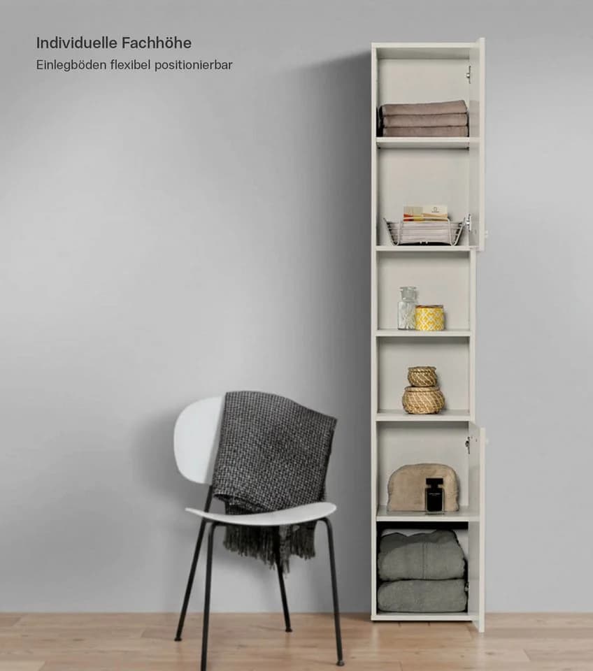 mokebo Hochschrank Der Kapitän Beige Grau mit 5 Böden