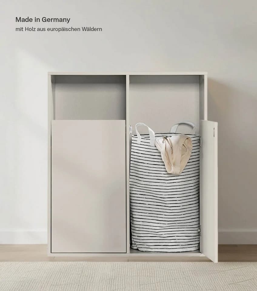 mokebo Wäscheschrank Der Wäschehüter 2-türig Beige Grau - Bild 3