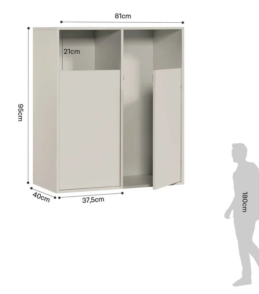 mokebo Wäscheschrank Der Wäschehüter 2-türig Beige Grau - Bild 5