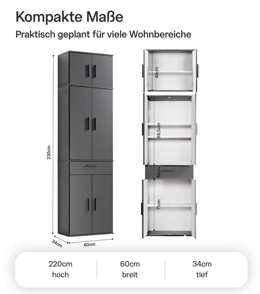 mokebo Mehrzweckschrank Der Extralange Anthrazit Made in Germany - Bild 4