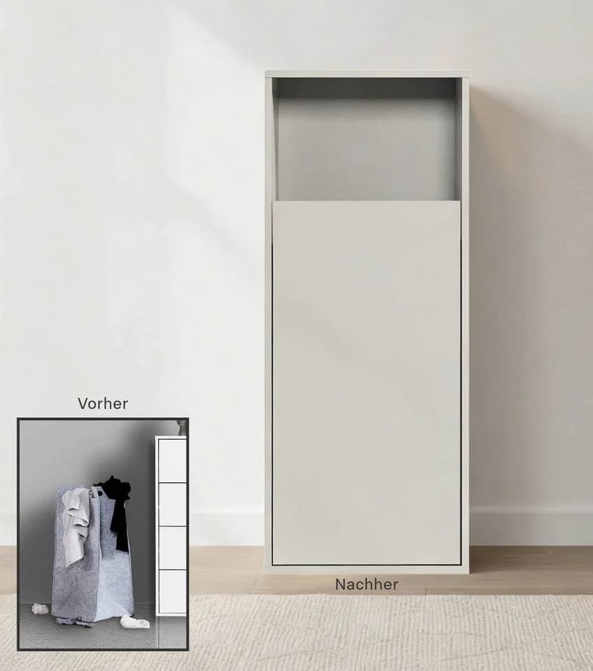 mokebo Wäscheschrank Der Wäschehüter 1-türig Beige Grau