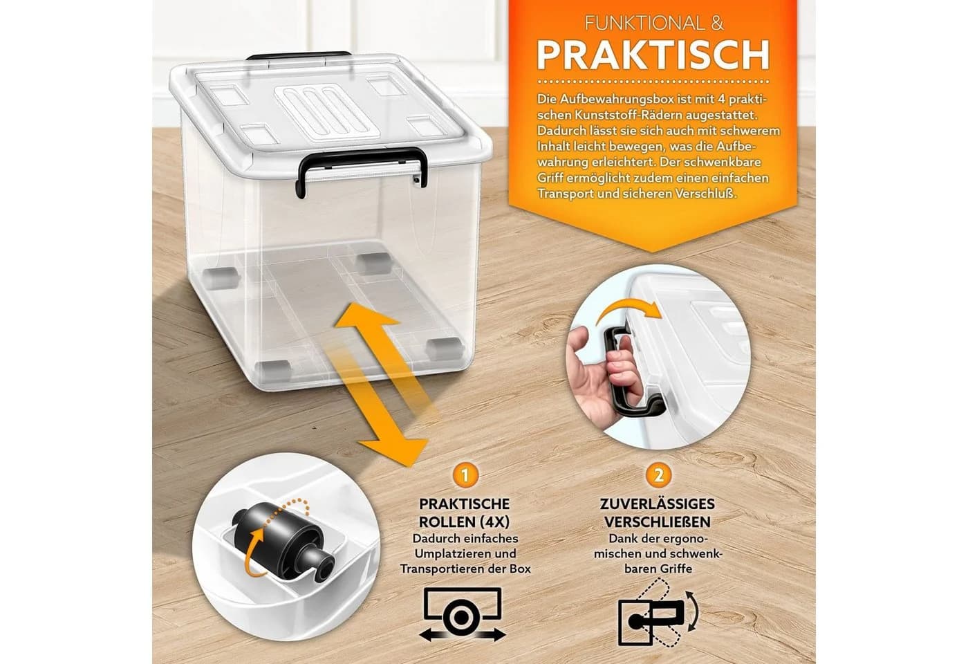 tillvex Aufbewahrungsbox mit Deckel, Kunststoff, 4er Set, transparent - Bild 5