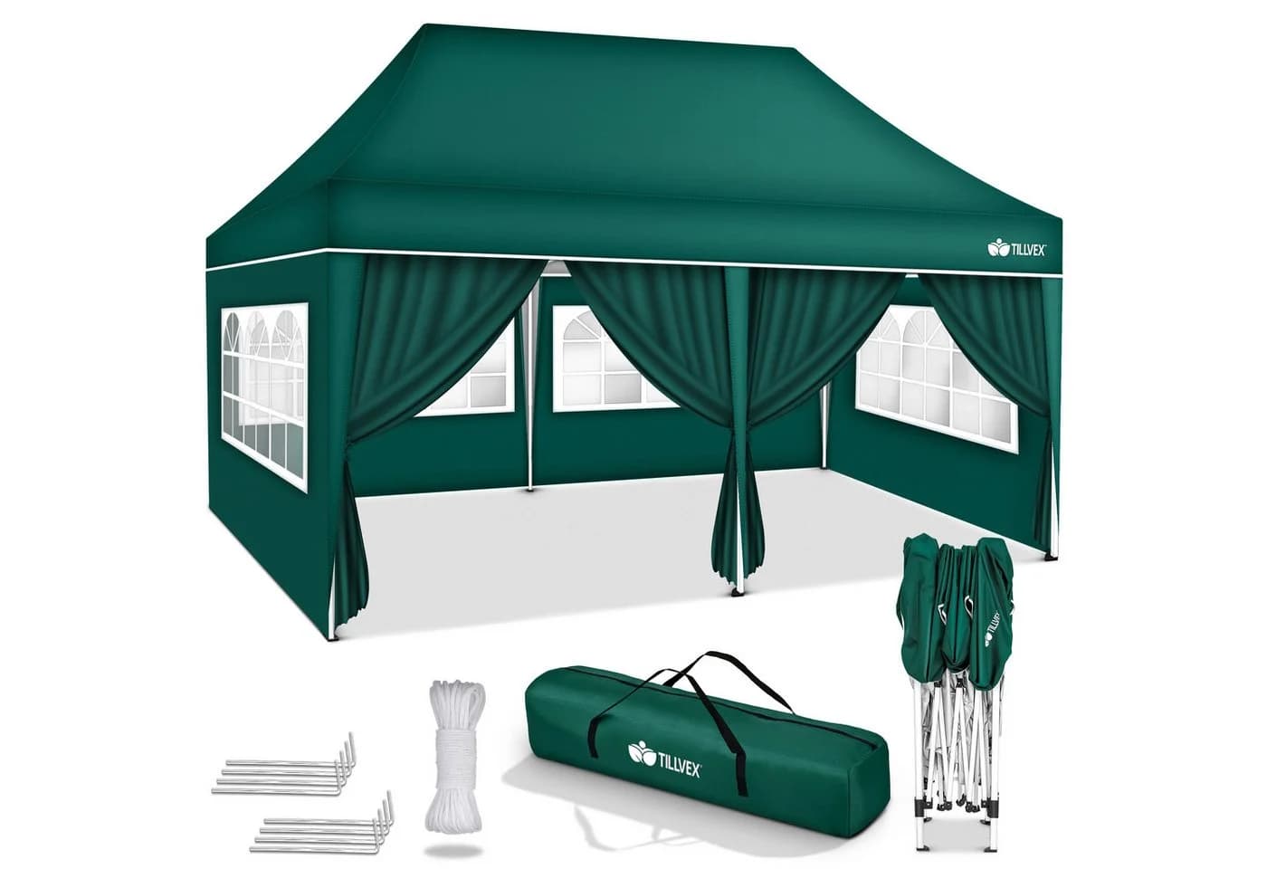 tillvex Pavillon 3x6m wasserdicht Grün mit UV-Schutz - Bild 2