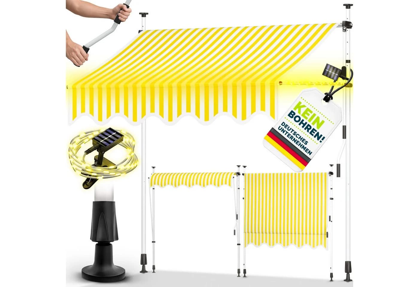 tillvex Klemmmarkise mit LED-Lichterkette Gelb/Weiß - Bild 2