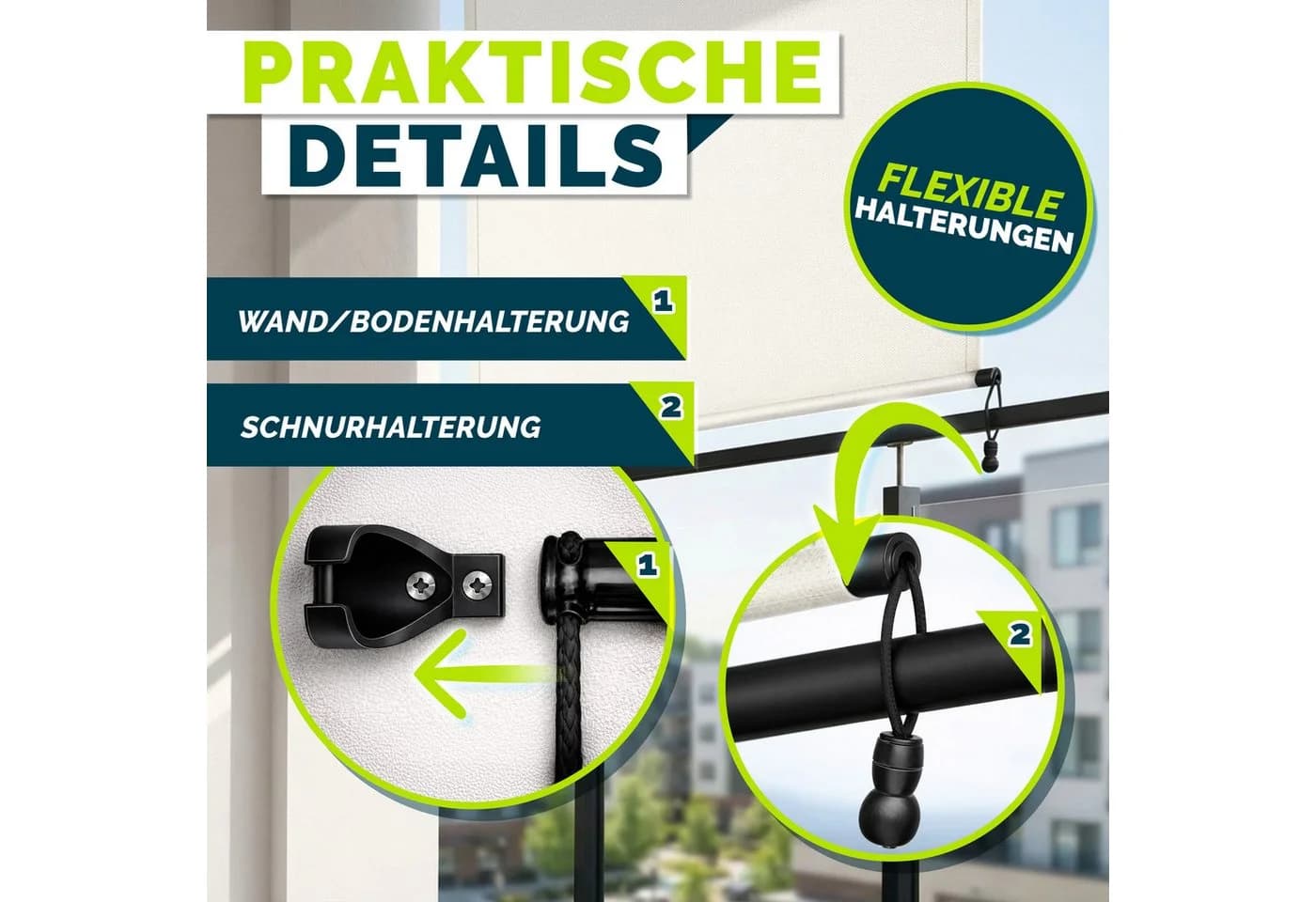 tillvex Senkrechtmarkise Beige Aluminium Sichtschutz mit Handkurbel - Bild 3