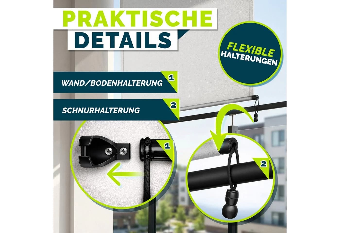 tillvex Senkrechtmarkise Grau Aluminium Wasserfest Balkonrollo - Bild 3