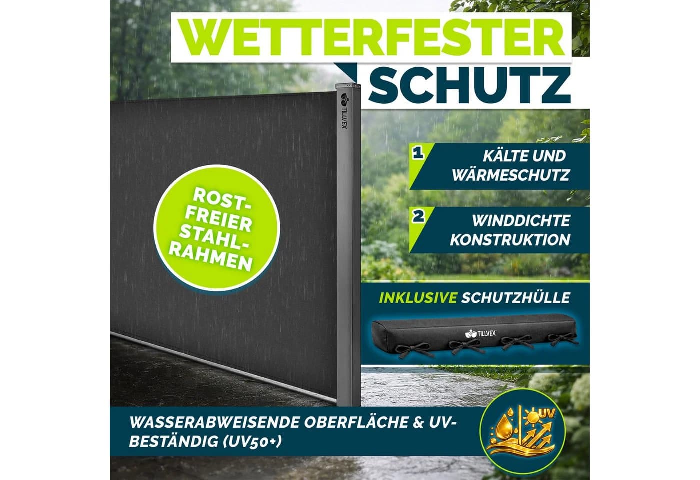 tillvex Seitenmarkise ausziehbar Anthrazit Sichtschutz Balkon - Bild 5