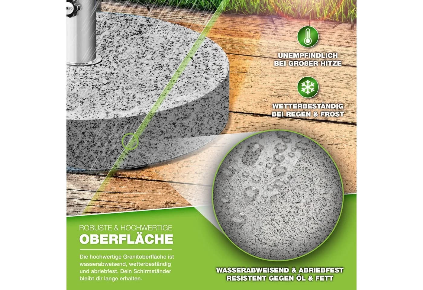 tillvex Granit Sonnenschirmständer Grau mit Rollen - Bild 3