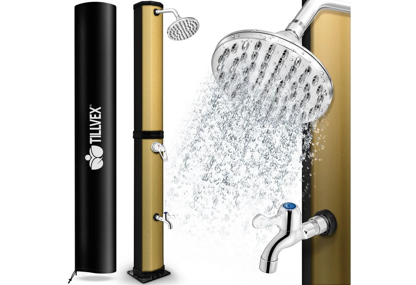 tillvex Solardusche 35L Schwarz/Gold mit Schutzhaube - Bild 2