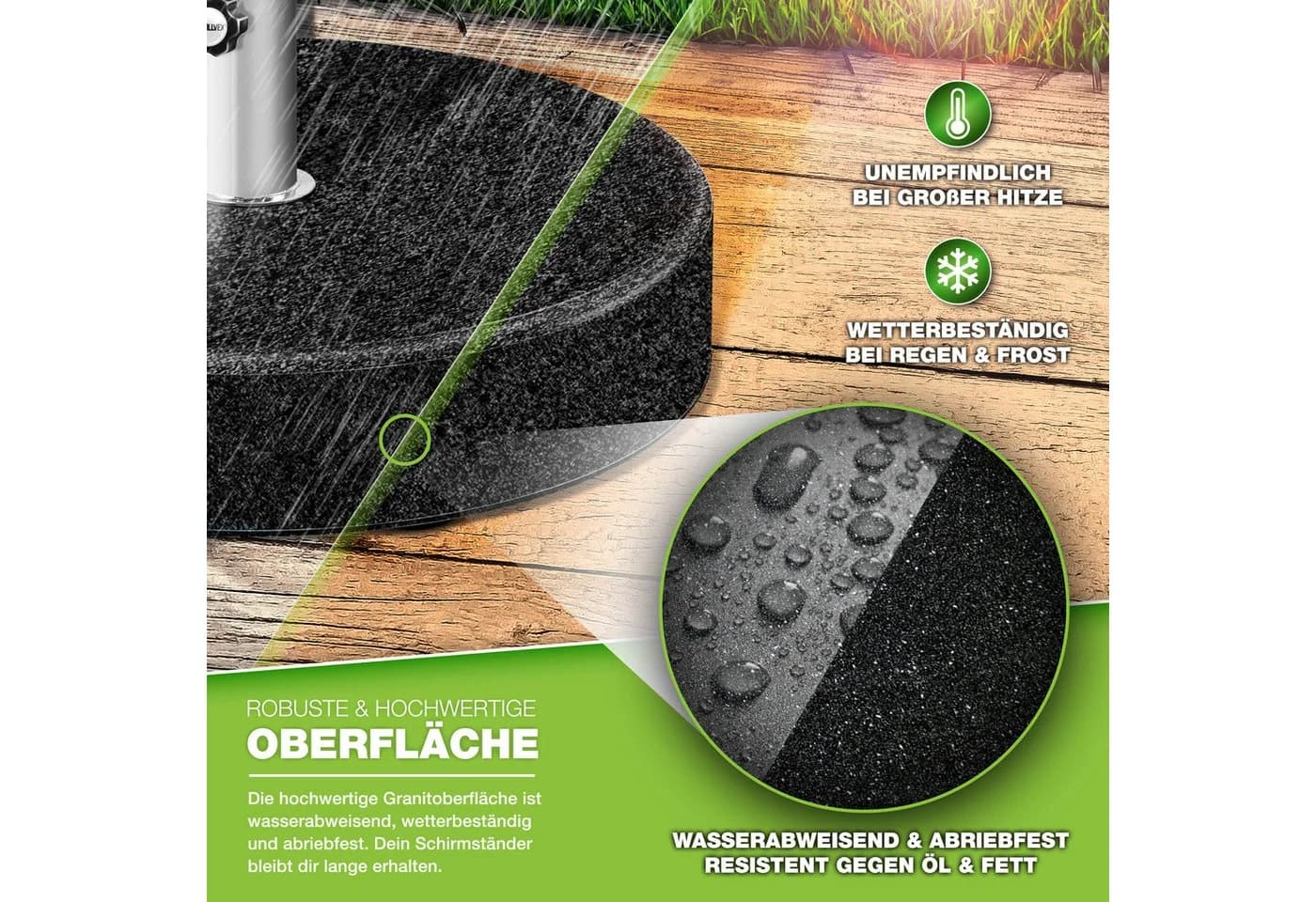 tillvex Granit Sonnenschirmständer 27kg mit Rollen Anthrazit - Bild 3