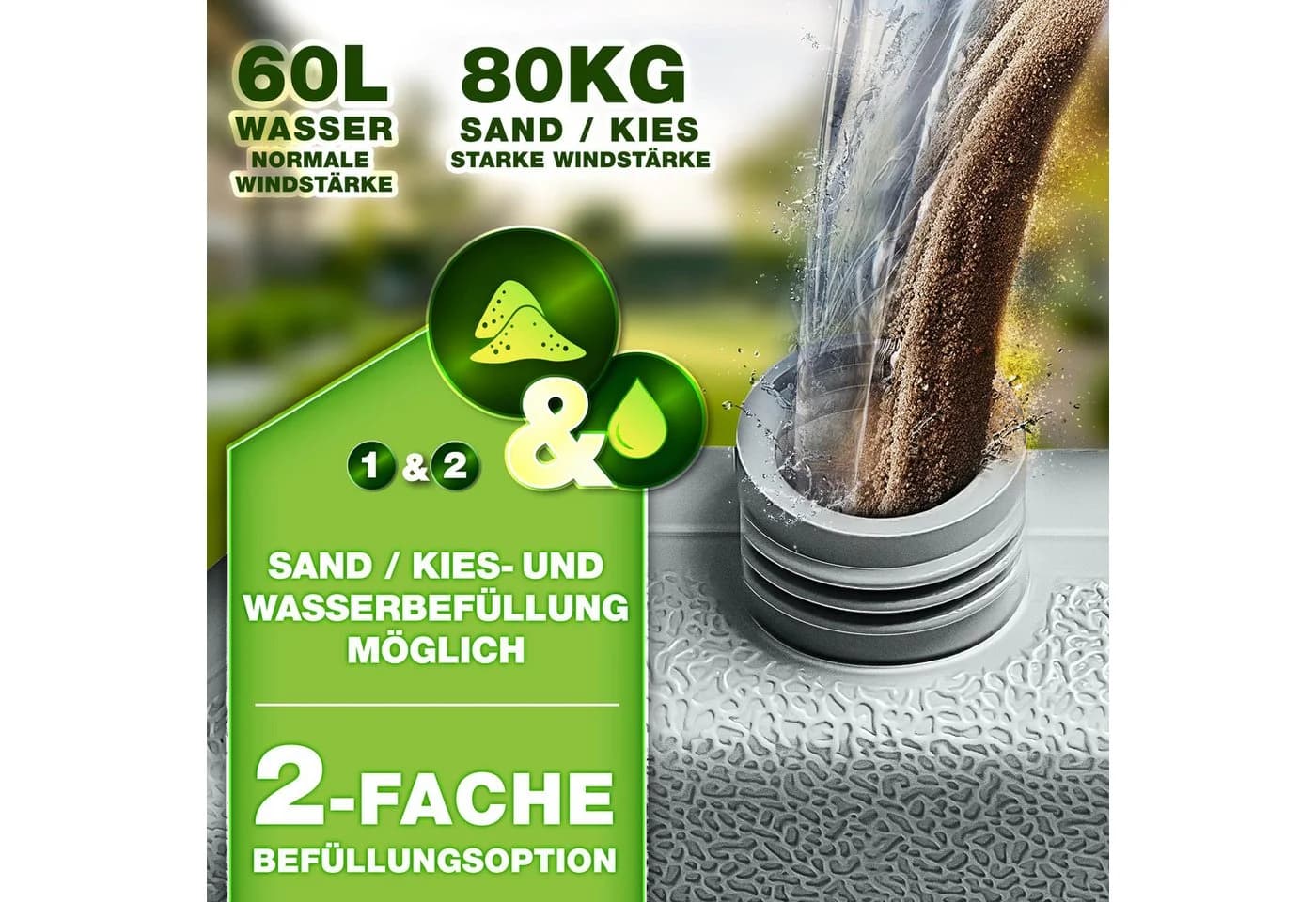 tillvex Sonnenschirmständer 60L/80kg Ampelschirmständer - Bild 3