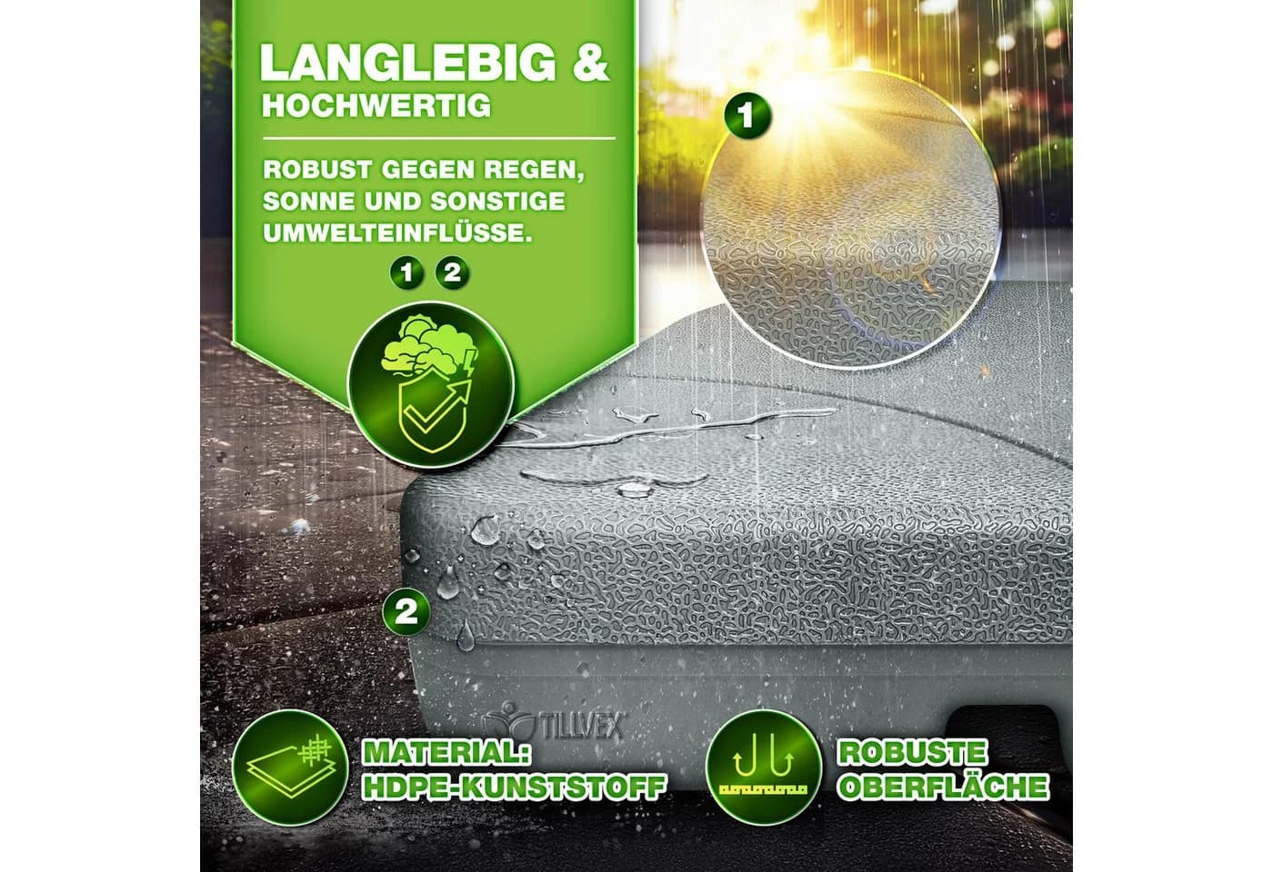 tillvex Sonnenschirmständer 60L/80kg Ampelschirmständer - Bild 4