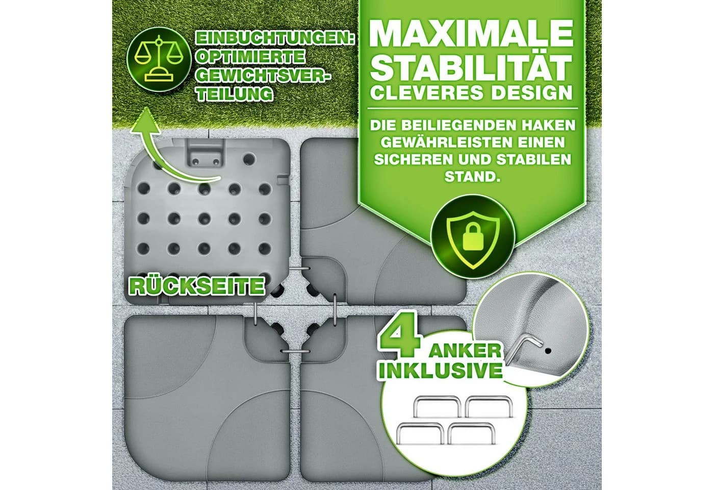 tillvex Sonnenschirmständer 60L/80kg Ampelschirmständer - Bild 5