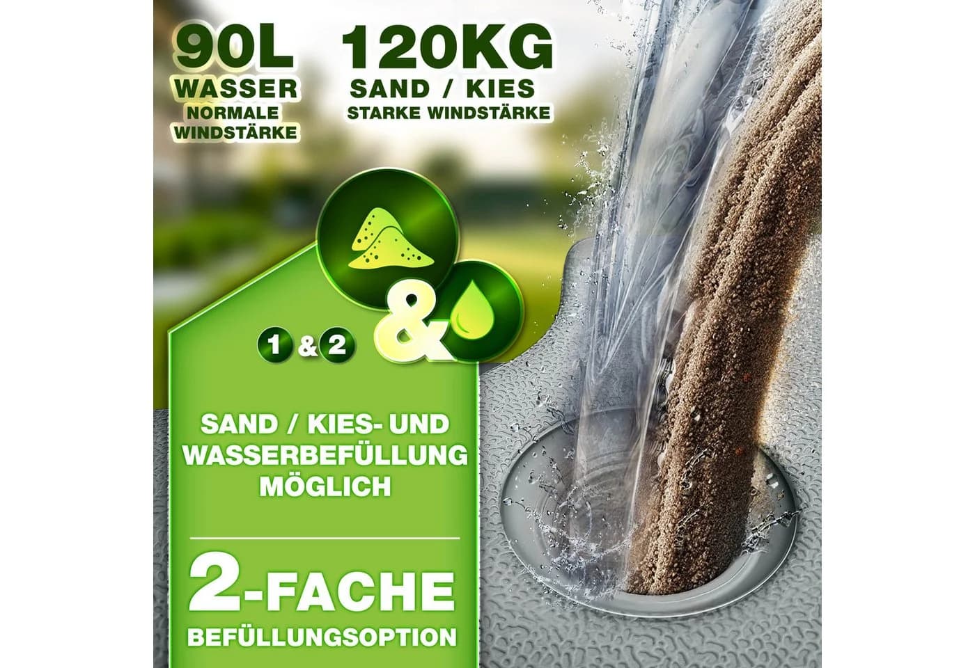 tillvex Sonnenschirmständer 4-teilig Grau wetterfest - Bild 3