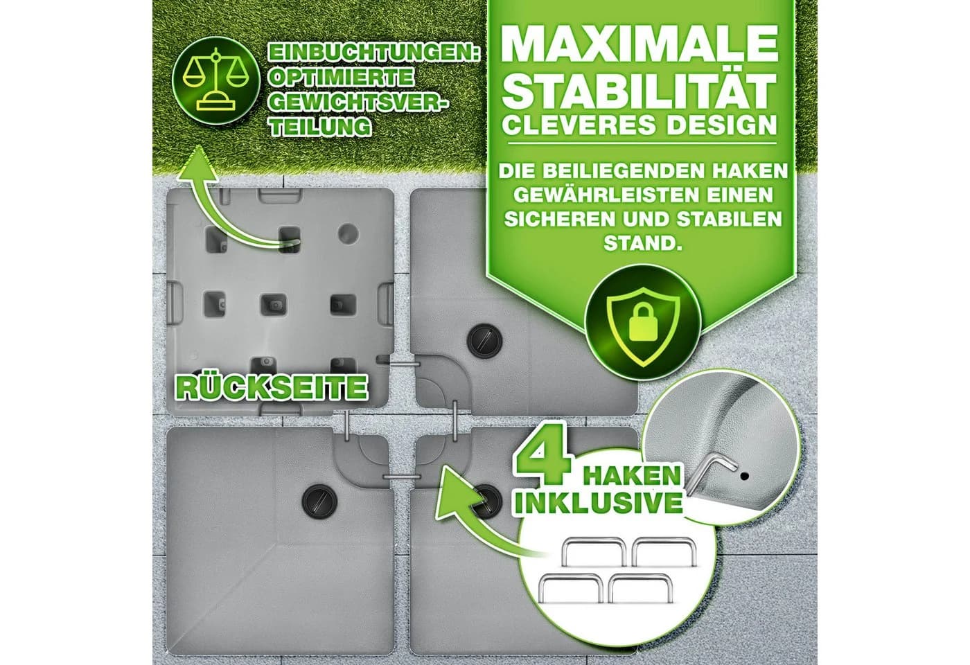 tillvex Sonnenschirmständer 4-teilig Grau wetterfest - Bild 5