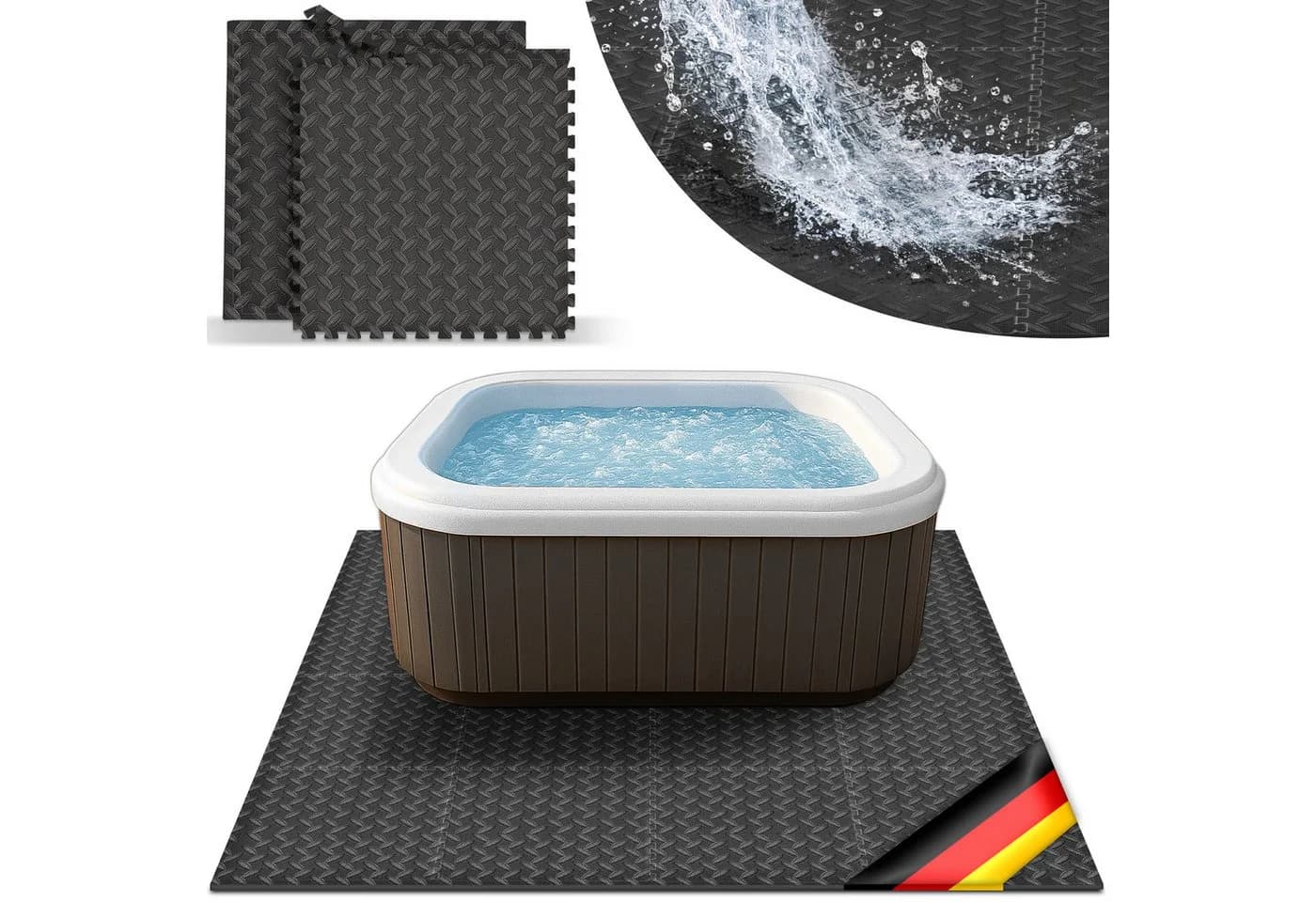 tillvex Whirlpool Unterlage eckig 200 cm Schwarz Bodenschutzmatte - Bild 2