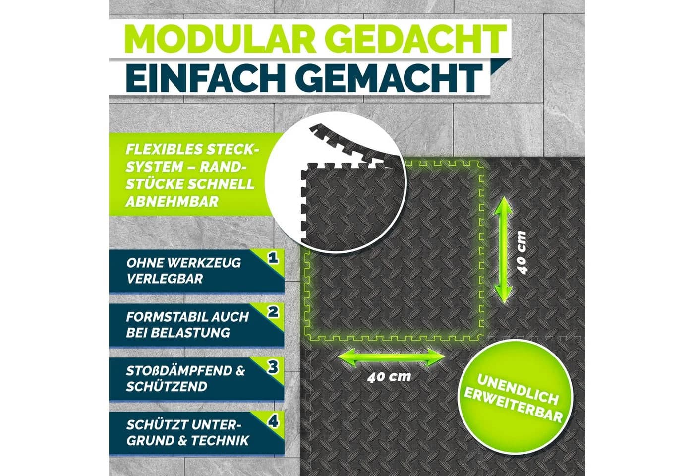 tillvex Whirlpool Unterlage eckig 200 cm Schwarz Bodenschutzmatte - Bild 3