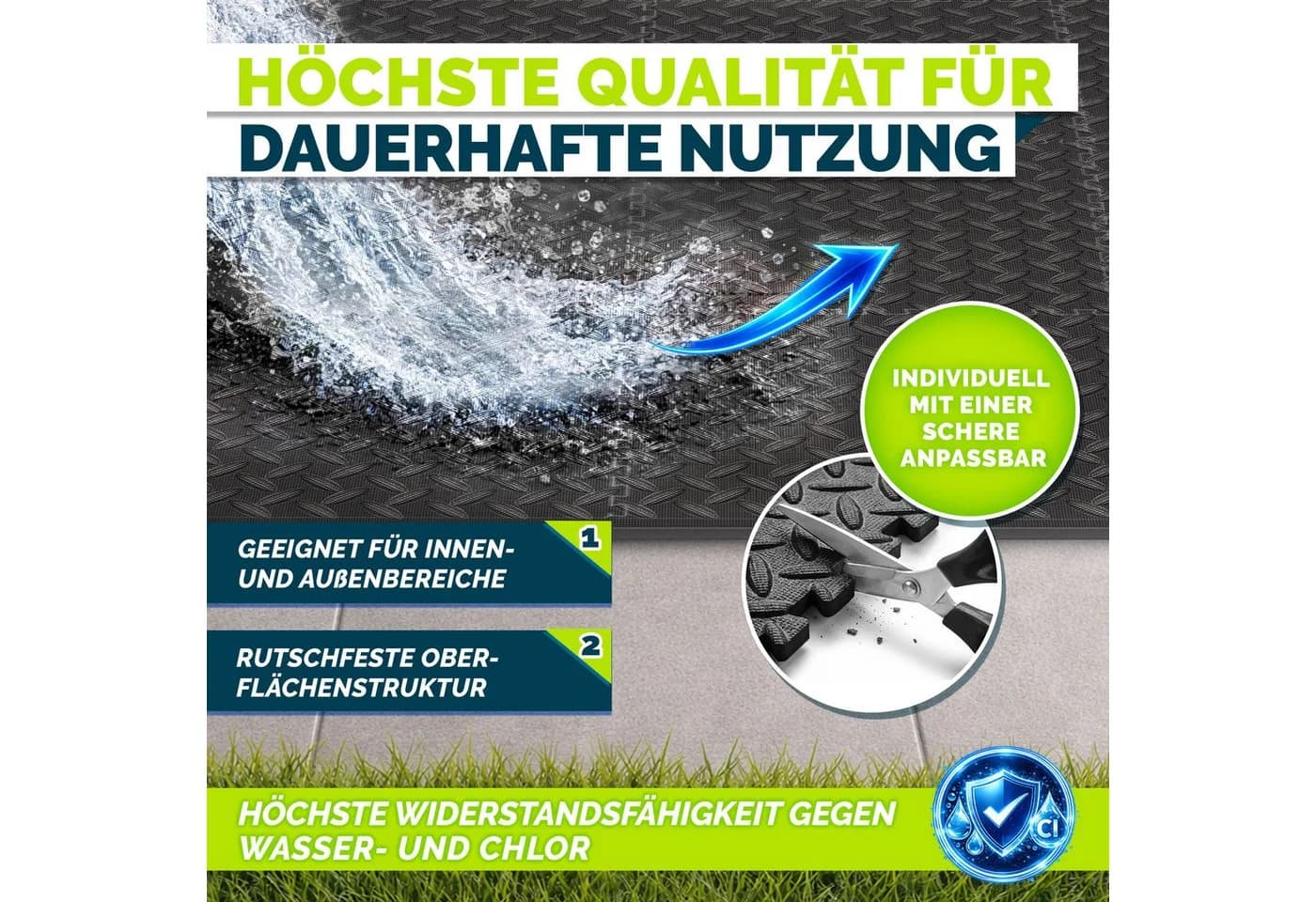 tillvex Whirlpool Unterlage eckig 200 cm Schwarz Bodenschutzmatte - Bild 4