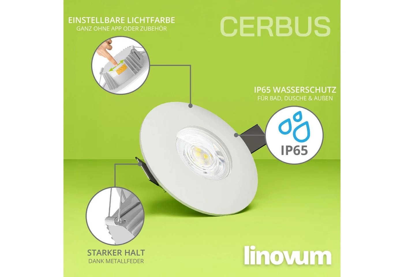 linovum LED Einbauspot CERBUS Weiß IP65 einstellbare Lichtfarben - Bild 3