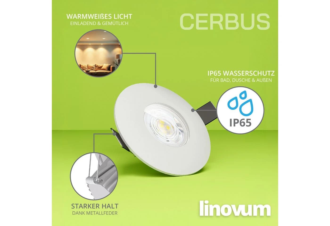 linovum CERBUS LED Einbauleuchte IP65 Warmweiß 4W