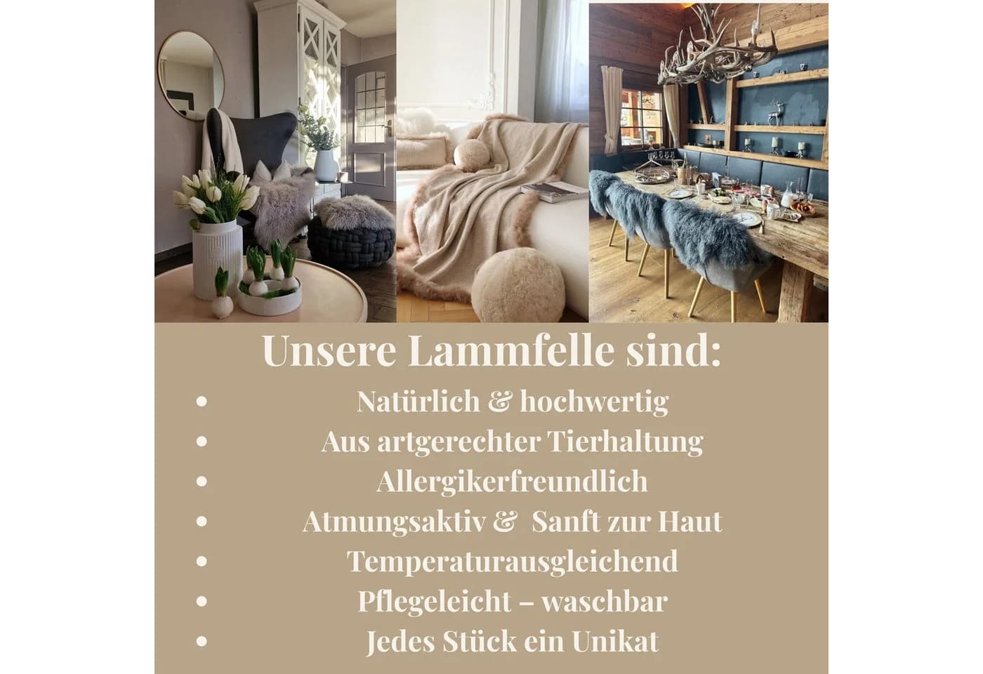 LIRA Deko Tibet Lammfell Teppich Grau Beige Weiß Waschbar - Bild 3
