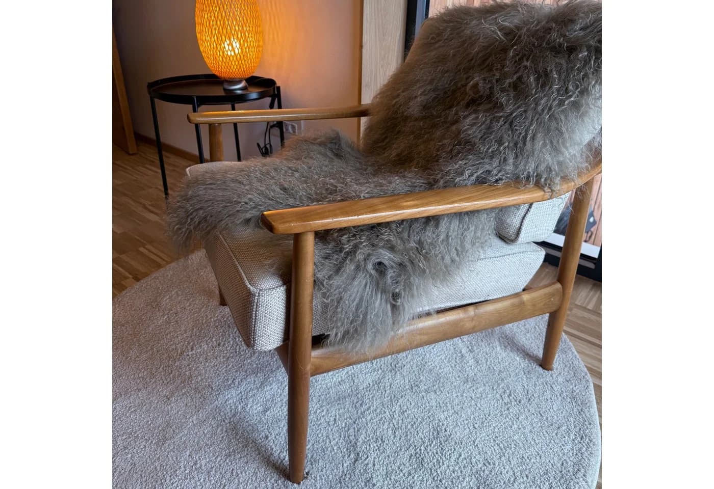 LIRA Deko Tibet Lammfell Teppich Läufer Waschbar Beige Grau Weiss - Bild 4