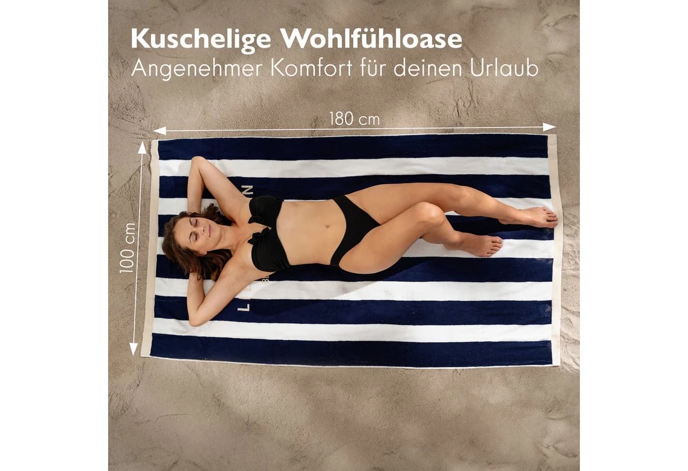 Liebenstein Strandtuch Premium Badetuch Baumwolle Weiß Blau - Bild 3