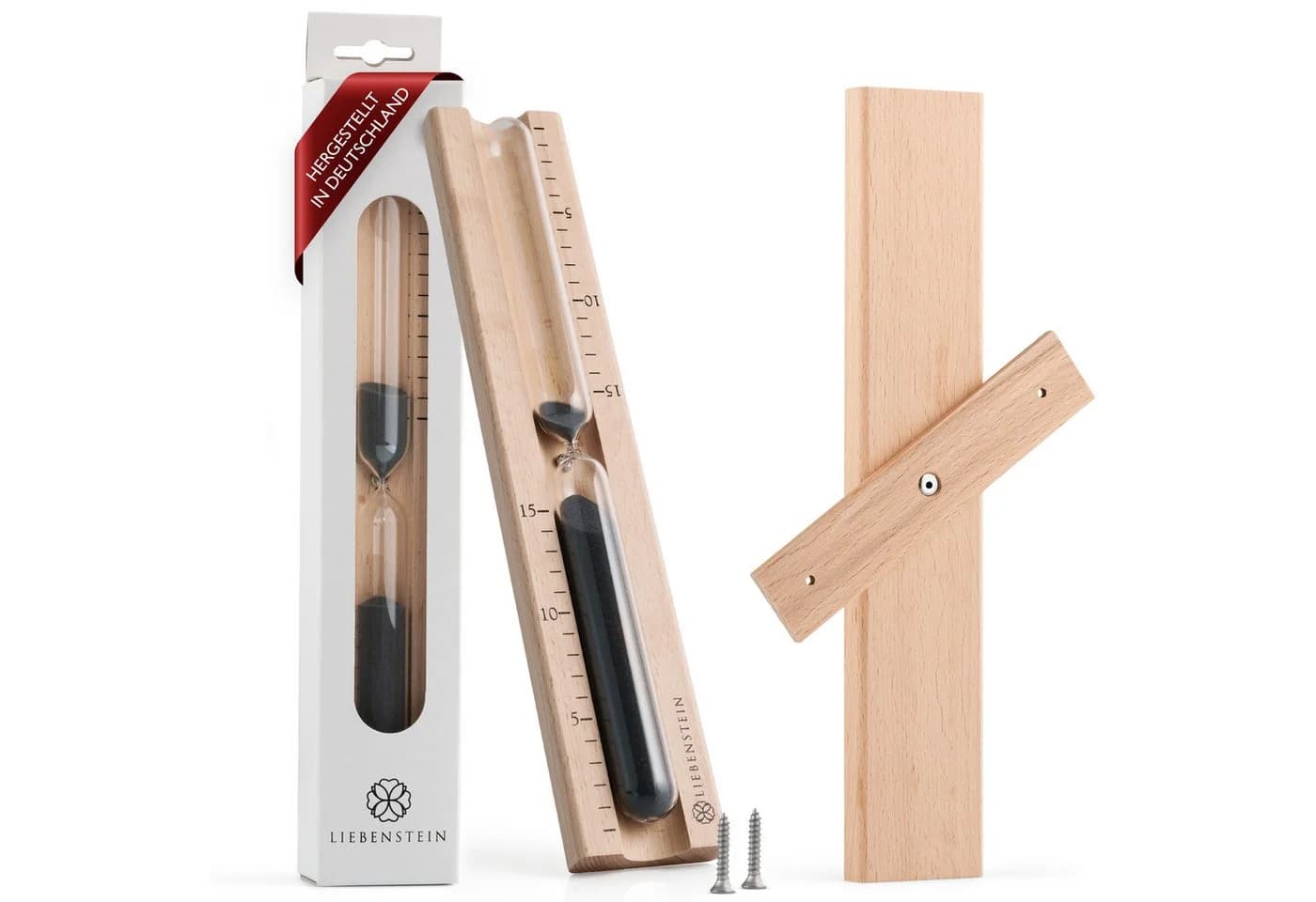 Liebenstein Sauna-Sanduhr Made in Germany Buchenholz Schwarz - Bild 2