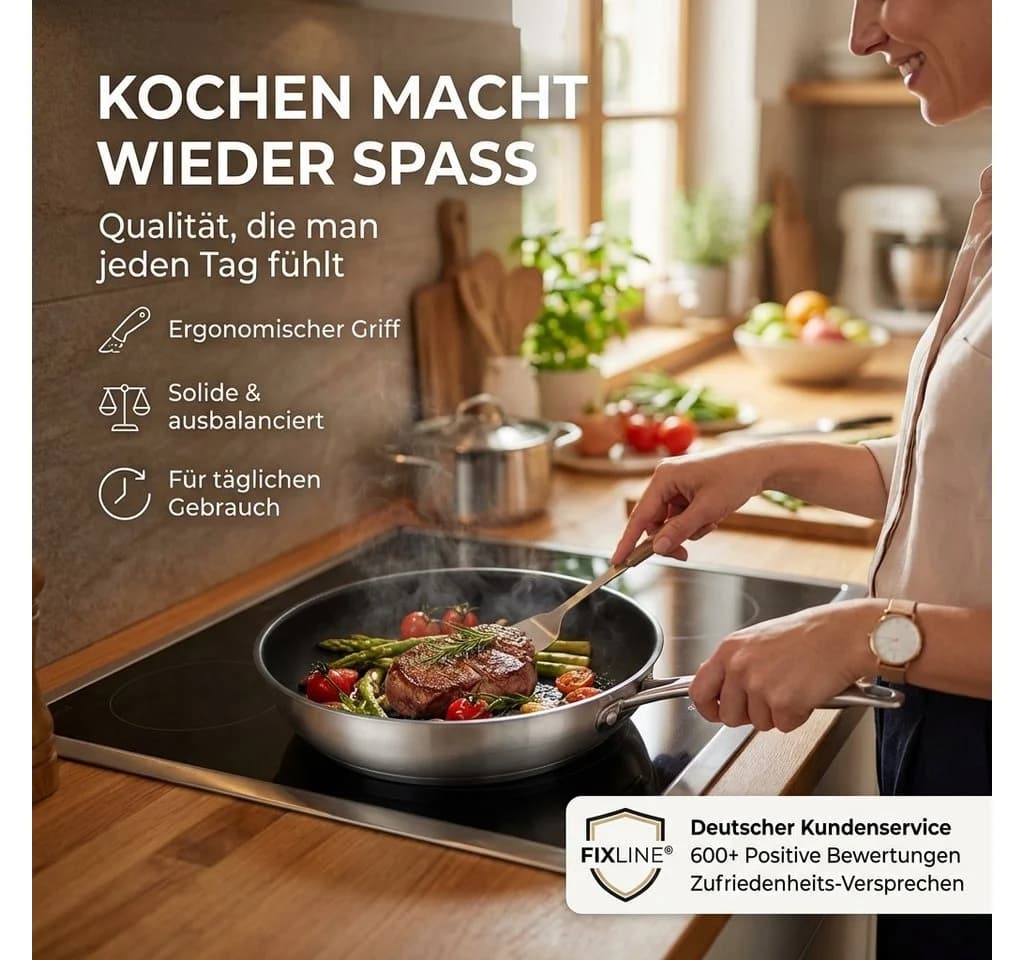 FIXLINE Schmorpfanne 28cm Black Forest Edition Edelstahl Keramik