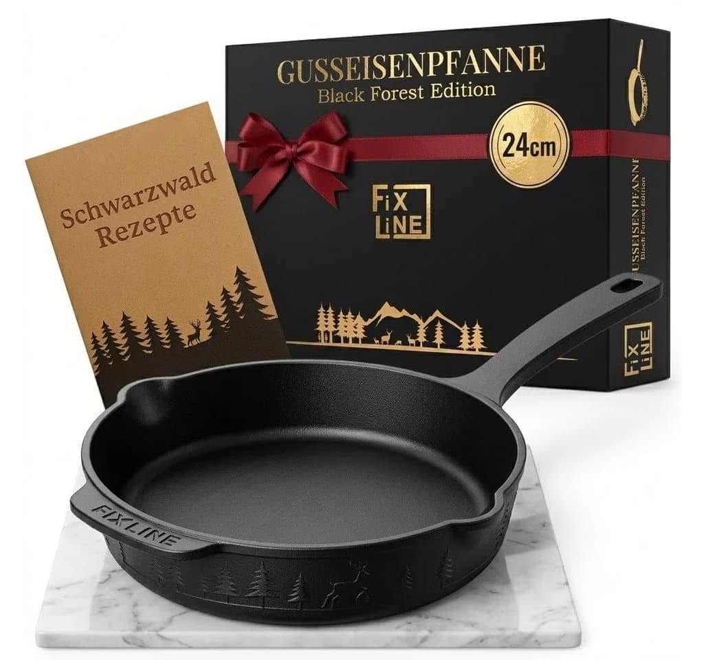 FIXLINE Bratpfanne 28cm Emailliert Gusseisen Black Forest Edition Schwarz - Bild 2