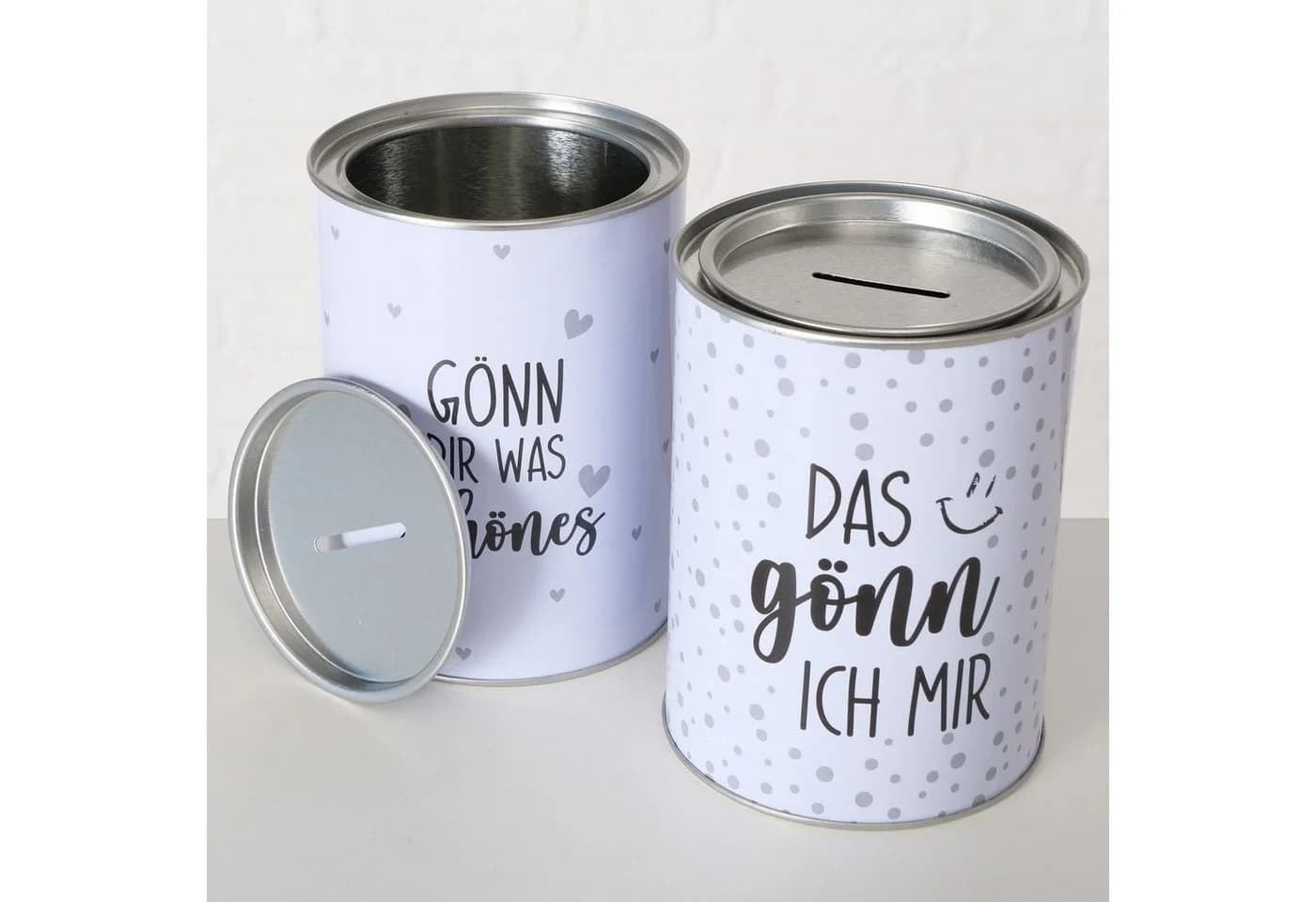 ReWu Spardose aus Blech mit abnehmbarem Deckel und Schriftzug - Bild 3