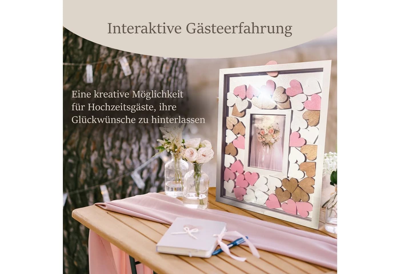 ReWu Bilderrahmen zum Basteln Gästebuch Holzrahmen