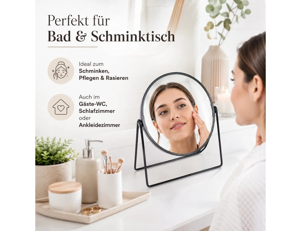 ReWu Kosmetikspiegel mit 3-fach Vergrößerung