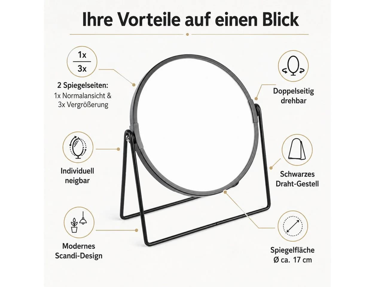 ReWu Kosmetikspiegel mit 3-fach Vergrößerung - Bild 3