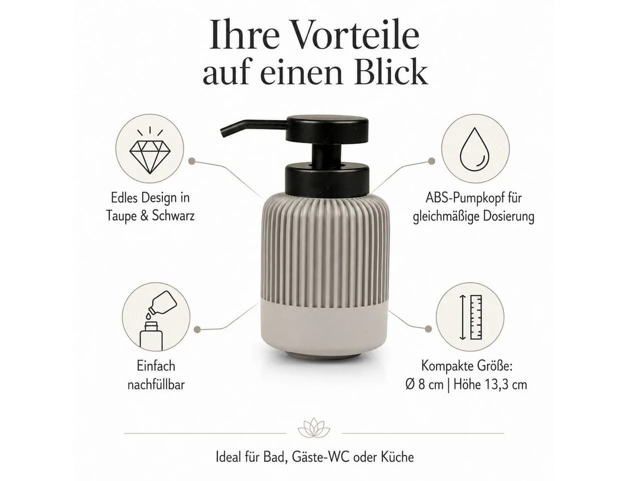 ReWu Seifenspender Raja Taupe Schwarz Polyresin - Bild 3