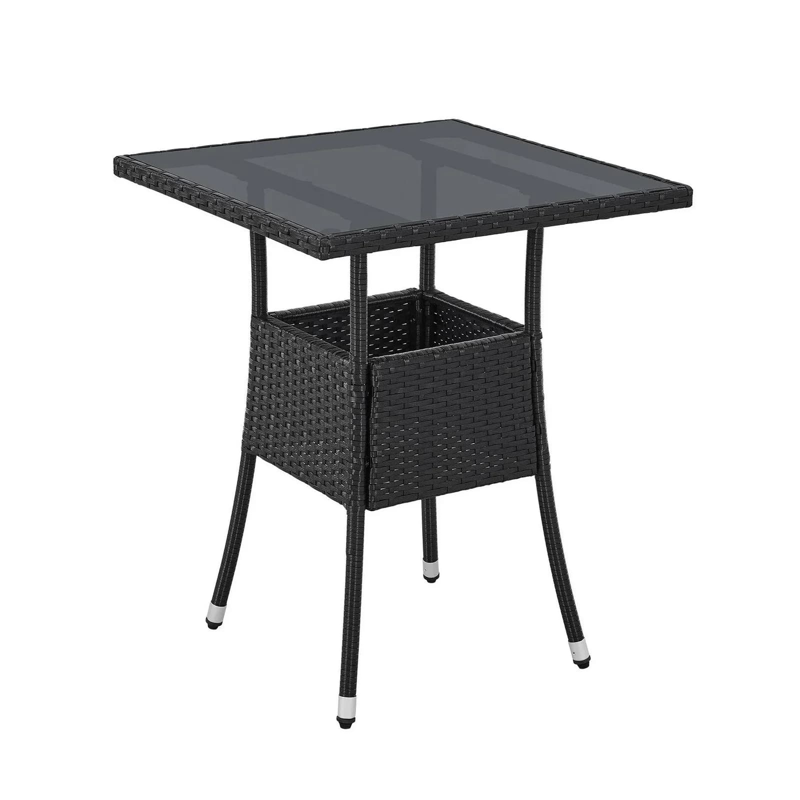 Juskys Gartentisch Yoro Schwarz Polyrattan Wetterfest