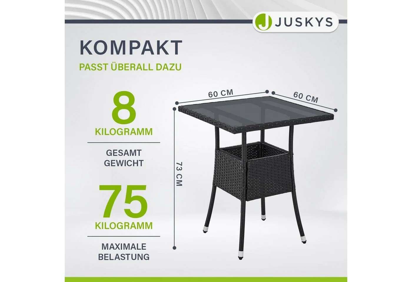 Juskys Gartentisch Yoro Schwarz Polyrattan Wetterfest - Bild 4