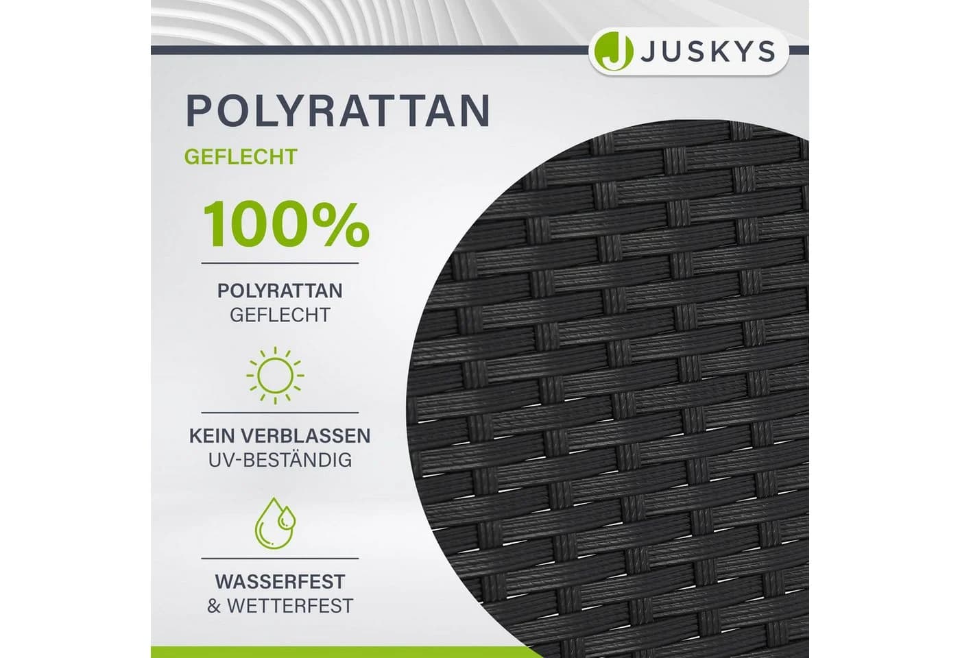 Juskys Gartentisch Yoro Schwarz Polyrattan Wetterfest - Bild 5