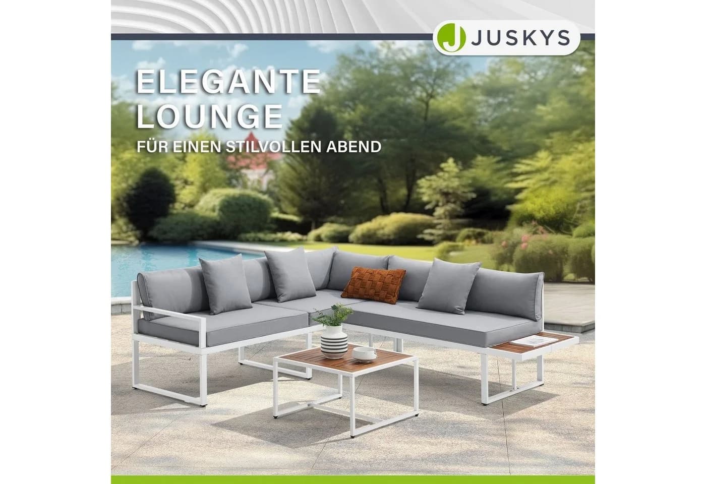 Juskys Gartenlounge-Set St. Tropez 4-tlg. Weiß mit Kissen - Bild 5