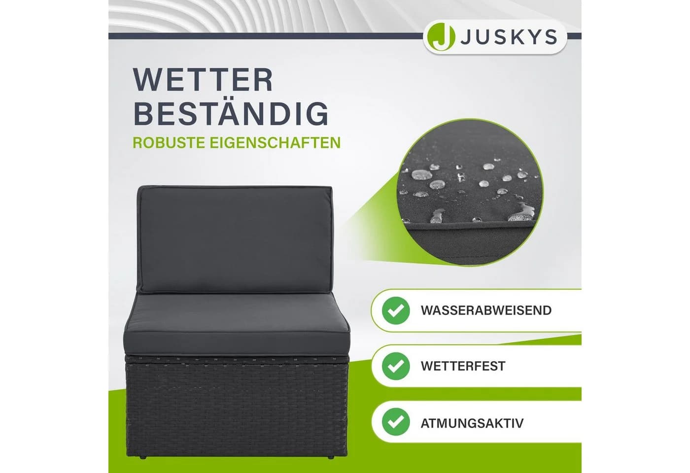 Juskys Gartenlounge-Set Salou 6-tlg. Schwarz Grau Polyrattan mit Kissen - Bild 4