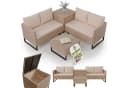 Juskys Gartenlounge-Set Santorini 4-tlg. Polyrattan Creme Grau Bild 3